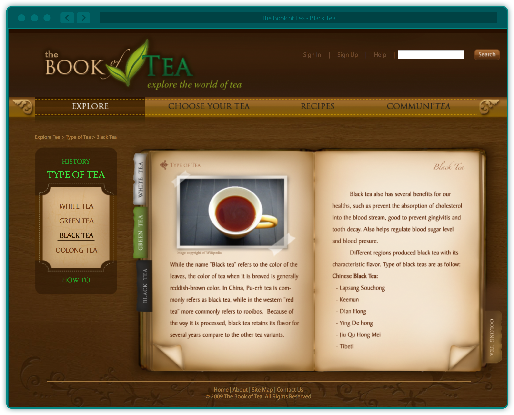 The Book of Tea website - Black tea
