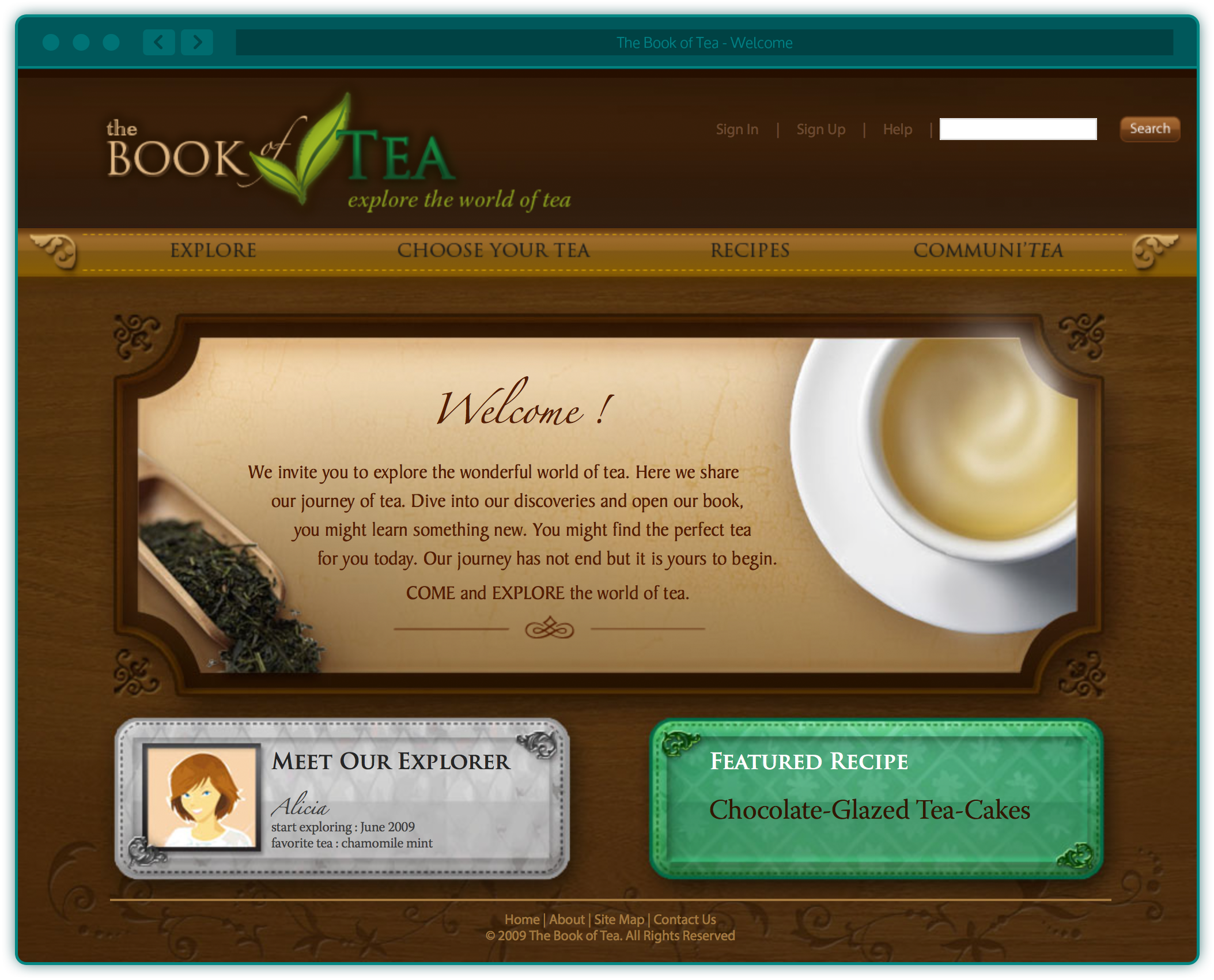 The Book of Tea website - homepage