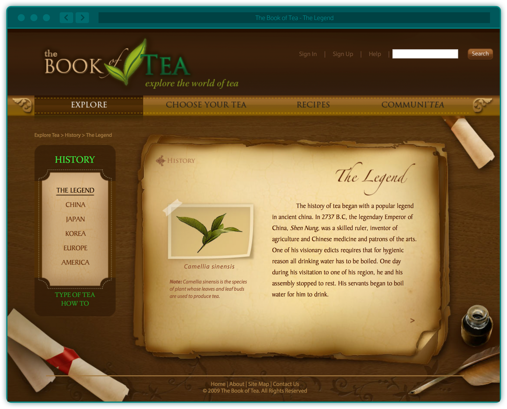 The Book of Tea website - the legend