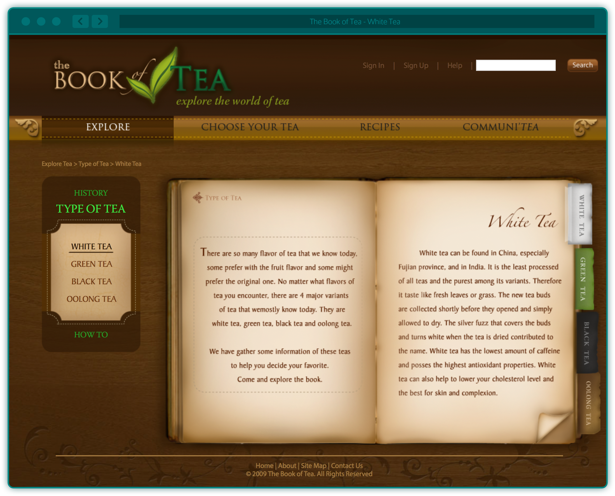 The Book of Tea website - White tea