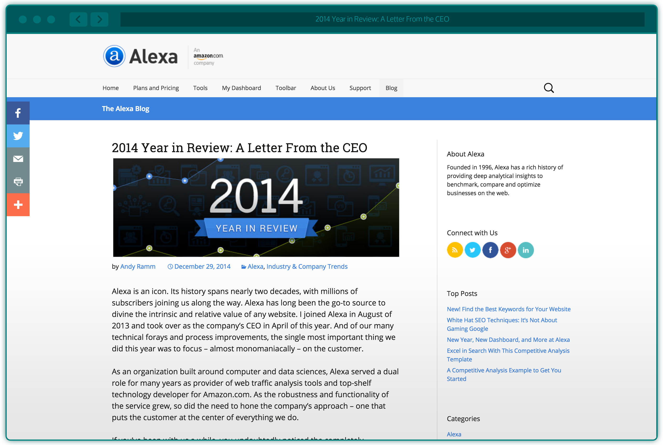 Blog header design for Alexa's 2014 year end review blog article