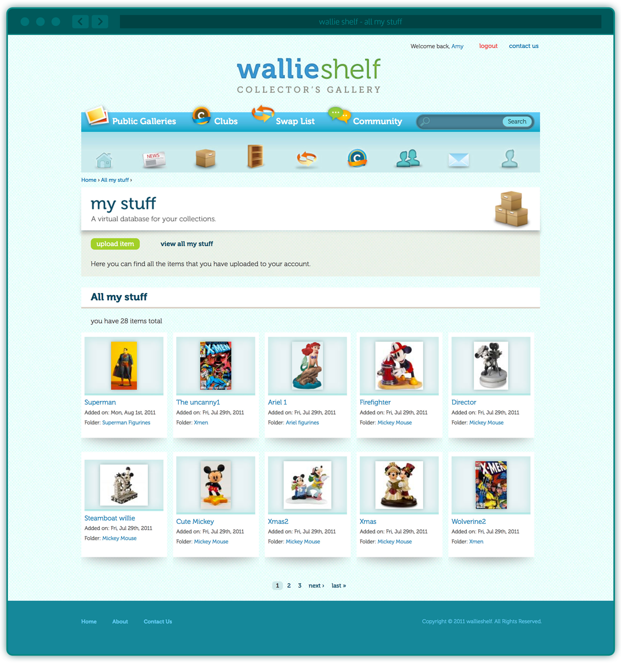 Wallie Shelf - My Stuff main page